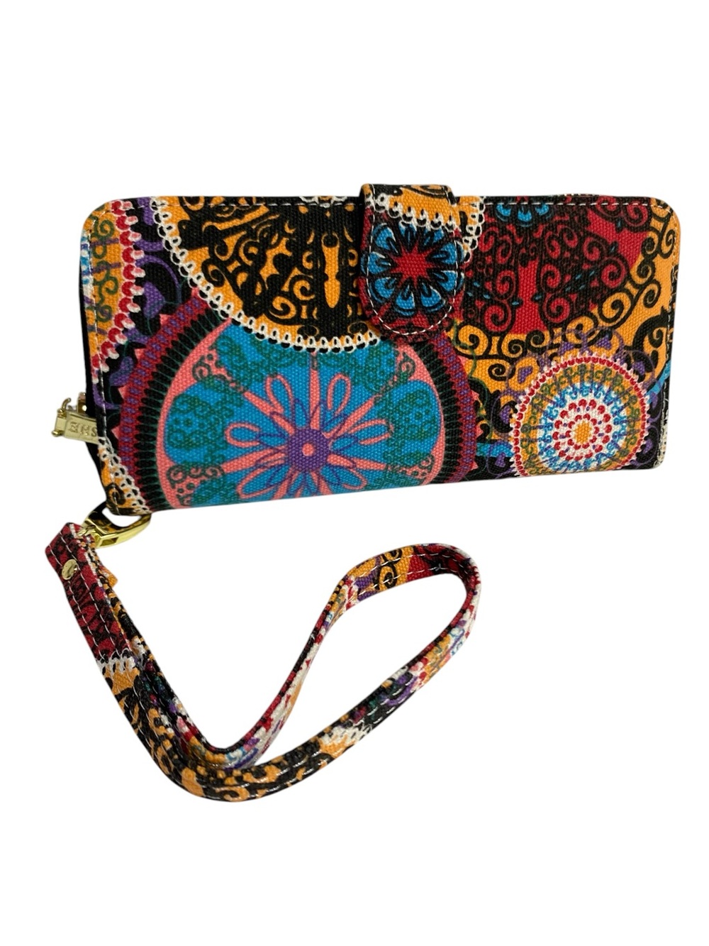 Vibrant Multicolor Mandala Wristlet Clutch - Eye-Catching Pattern